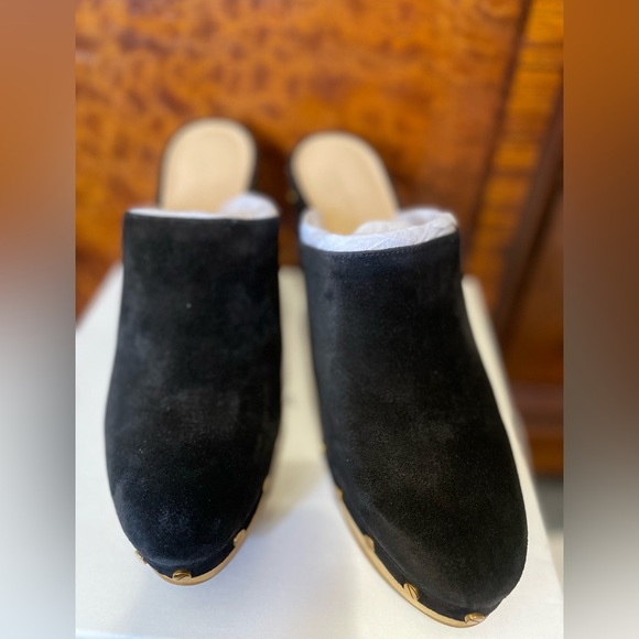 Veronica Beard Grita Black Suede Heeled Clogs Size 9.5 - Picture 3 of 8